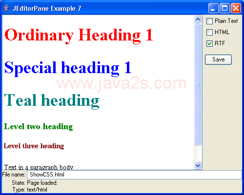 JEditorPane and the Swing HTML Package 7