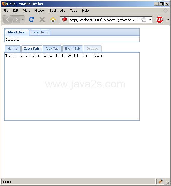 Diable a tab item (Ext GWT)