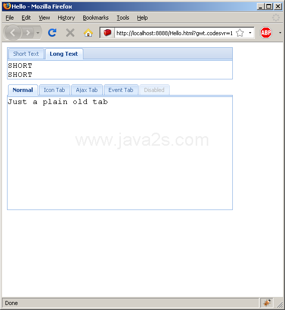 Listen to tab selection event (Ext GWT)
