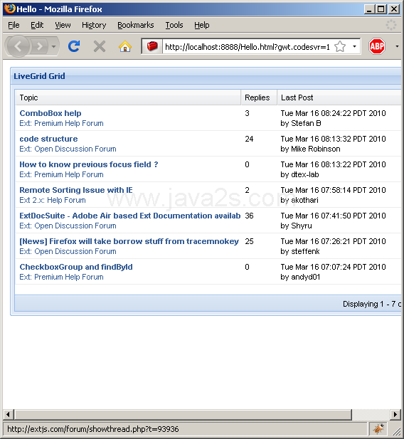 Load from Php and add to table with LiveGridView (Ext GWT)