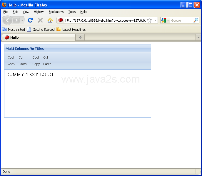 Multi-column no-title ToolBar (Ext GWT)