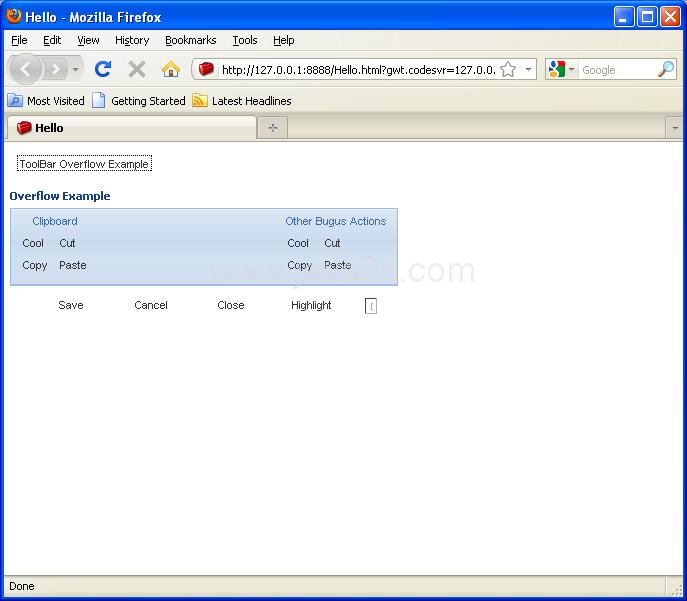 Office 2007 style toolbar (Ext GWT)
