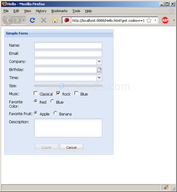 Using FormPanel to layout form controls (Ext GWT)