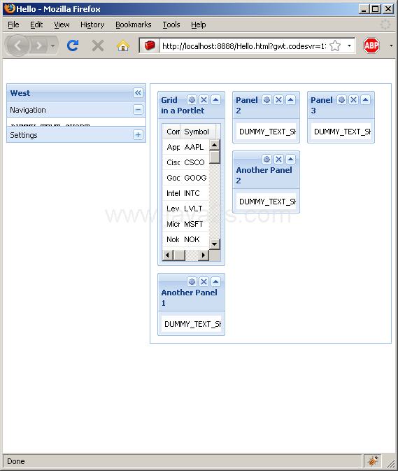 Using Portal and Portlet (Ext GWT)