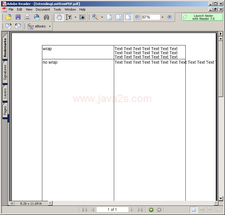 Extending PdfPTable LastRow