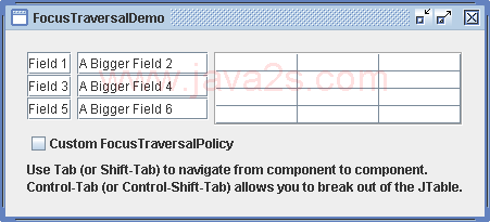 Focus Traversal Demo