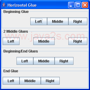 BoxLayout: Glue Sample