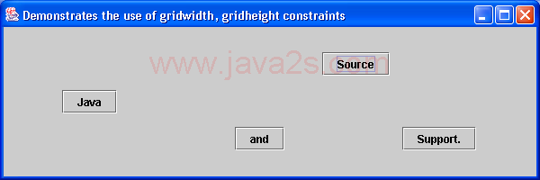 GridBagLayout与gridwidth和gridheight限制