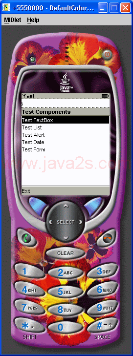 GUI Test in MIDlet