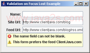 Validating On Focus Lost Example