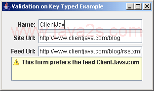 Validating On Key Typed Example