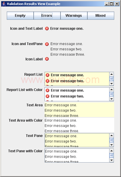 Validation Results View Example