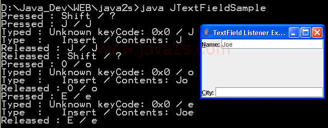 JTextField Sample 2