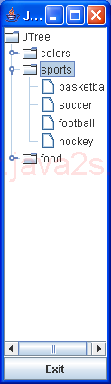 JTree application, showing default tree contents