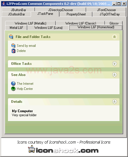 TaskPane ：窗口的首页风格
