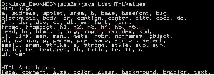 List HTML Values