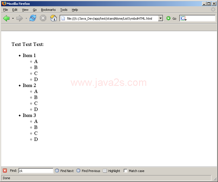 Changing List symbol for HTML document