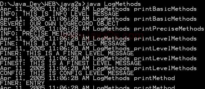 Java log: various log methods
