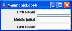 Shows how displayed Mnemonic and labelFor properties work together