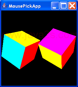 MousePickApp renders two interactively rotatable cubes