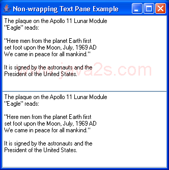 Non Wrapping(Wrap) TextPane