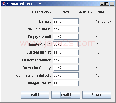 不同配置JFormattedTextField ：号码