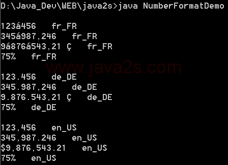 Java I18N: Format : Number Format