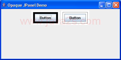 Creates two JPanels (opaque), one containing another opaque JPanel, and the other containing a non-opaque JPanel