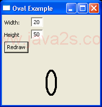 Demonstrates drawing ovals