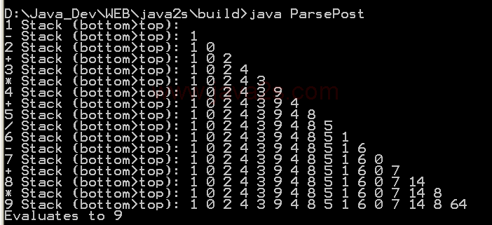 Parse postfix arithmetic expressions