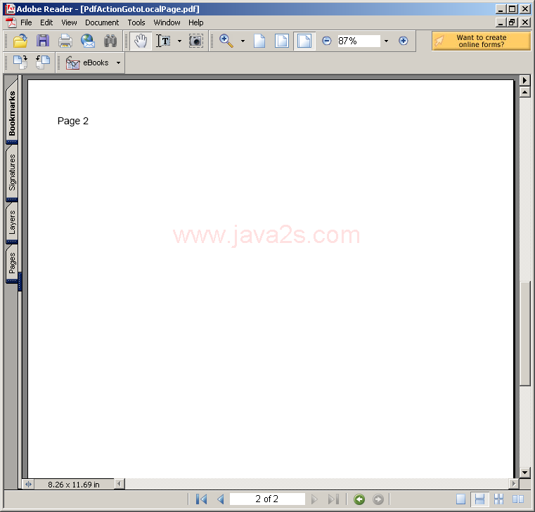 PdfAction: Goto Local Page 2