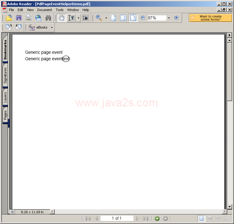 Using Pdf event to build the Pdf document