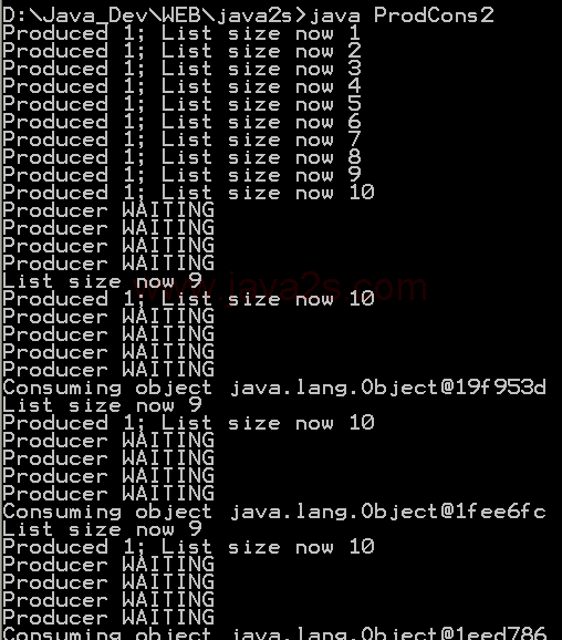 Producer consumer in Java 2