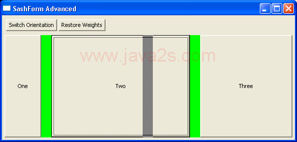 Demonstrates SashForm Advanced