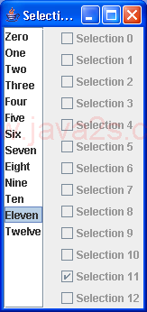 Implement a graphical list selection monitor