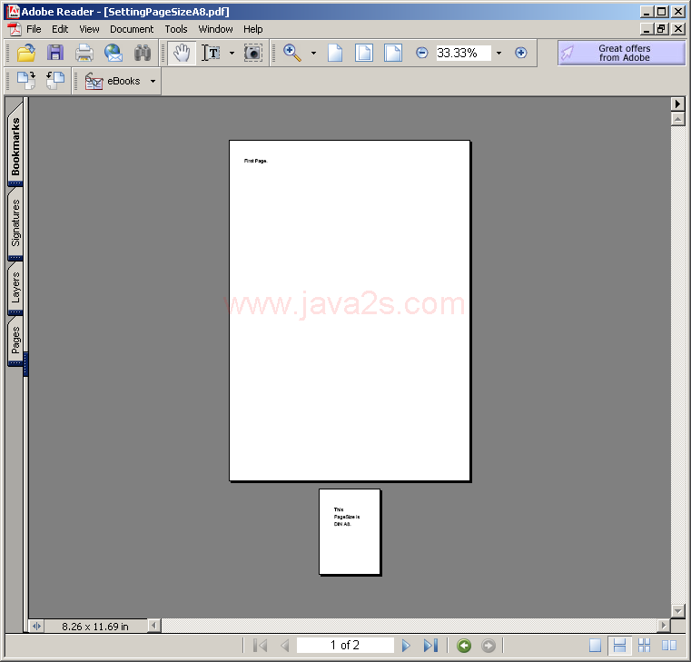 Setting Page Size: A8