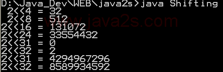 Show some effects of shifting on ints and longs