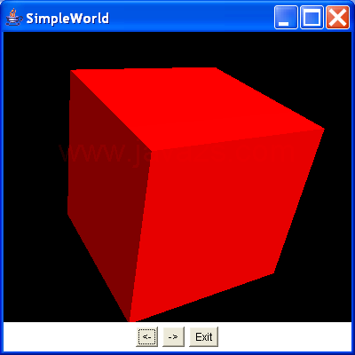This program uses AWT buttons to allow the user to rotate an object