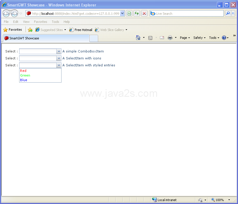 A SelectItem with styled entries (Smart GWT)