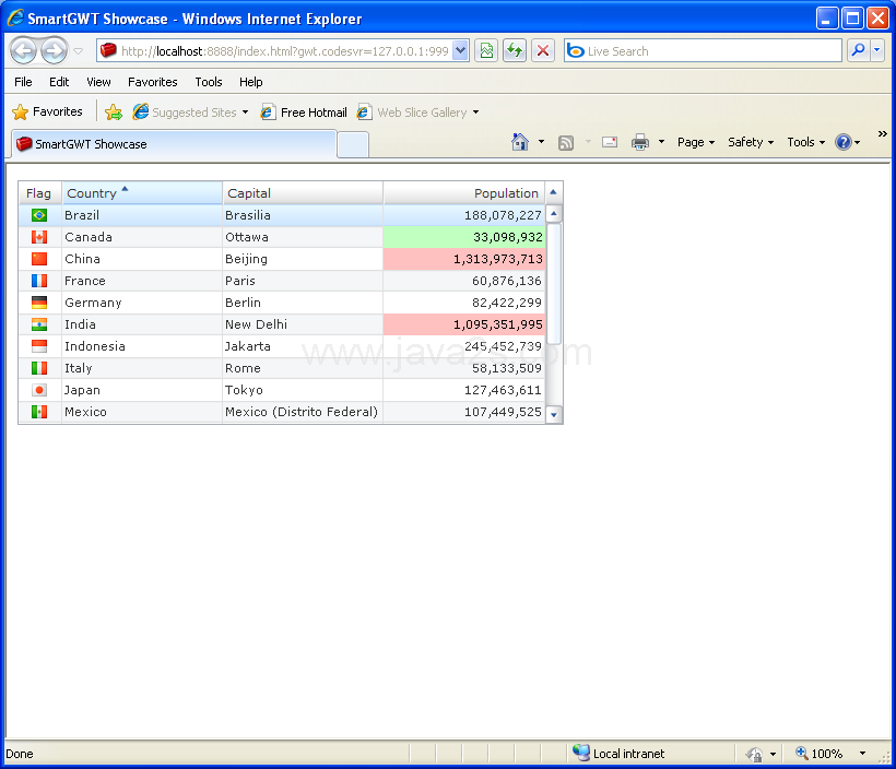 Change cell style based on its value (Smart GWT)