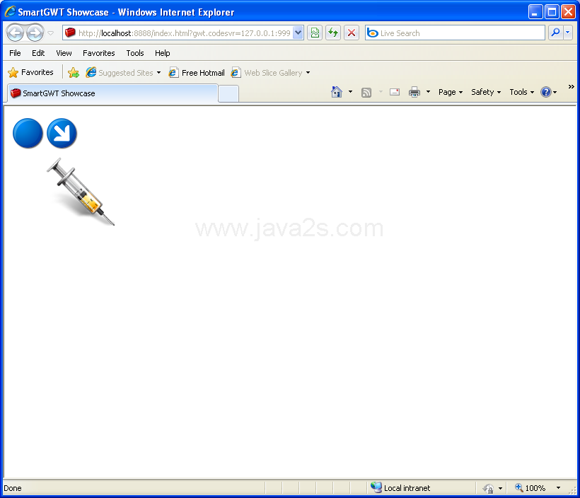 Click and hold the arrow to move the image. (Smart GWT)