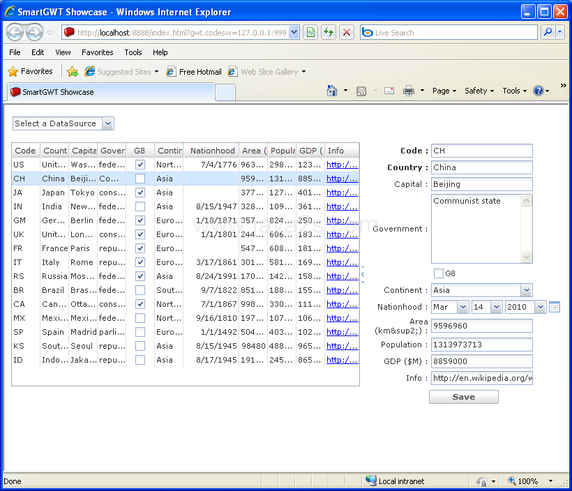 DataSource driven widgets. (Smart GWT)