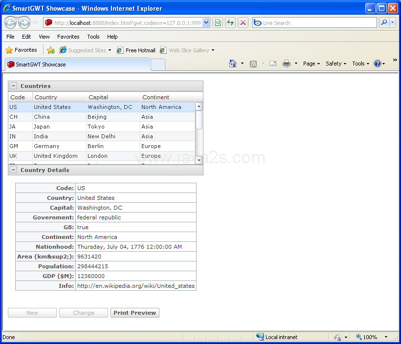 Display table row with DetailViewer (Smart GWT)