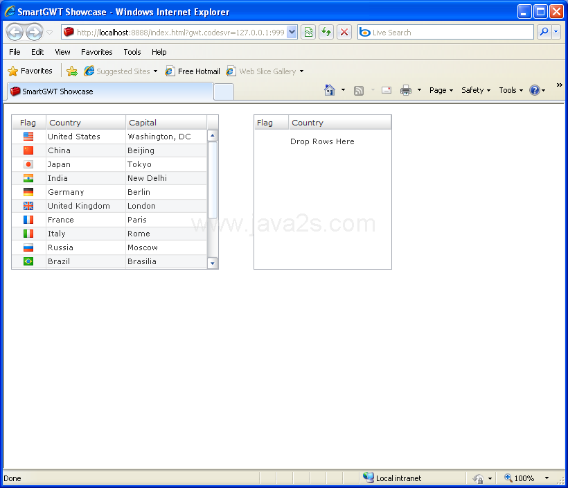 Drag and copy between tables (Smart GWT)