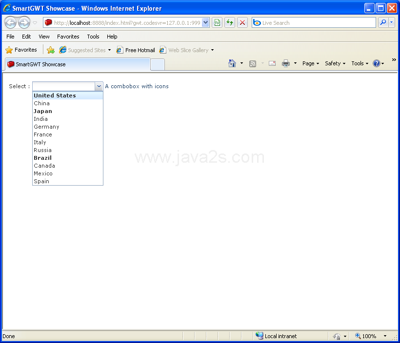 Dropdown with highlight (Smart GWT)