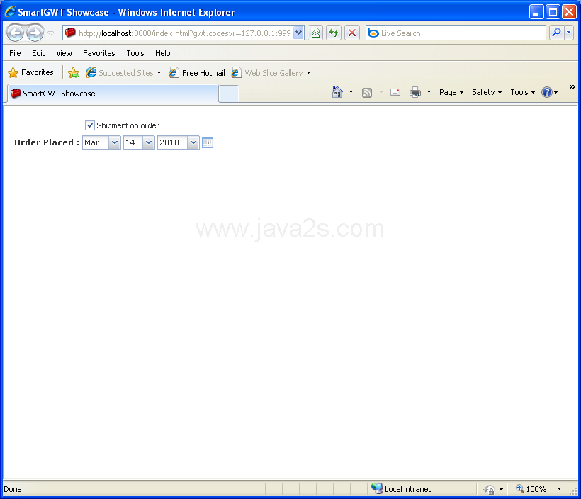 Form controls Show/Hide Sample (Smart GWT)