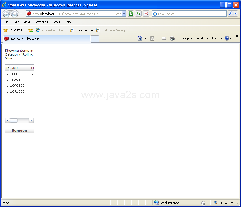 Grid Record Remove Sample (Smart GWT)