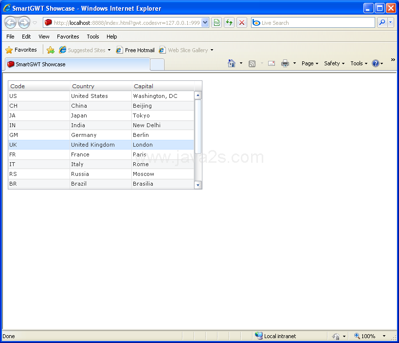ListGrid binds to a DataSource that loads data from a remote JSON data provider (Smart GWT)