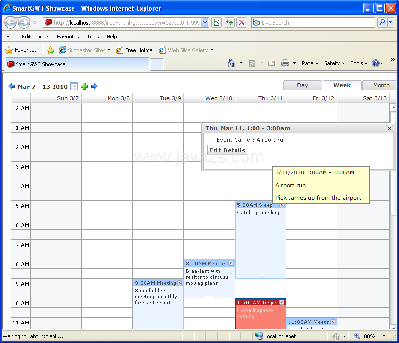 Simple event calendar (Smart GWT)