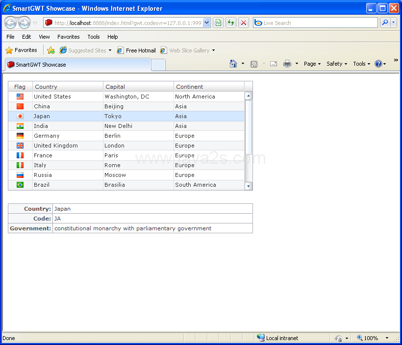 Table record double-clicked event (Smart GWT)